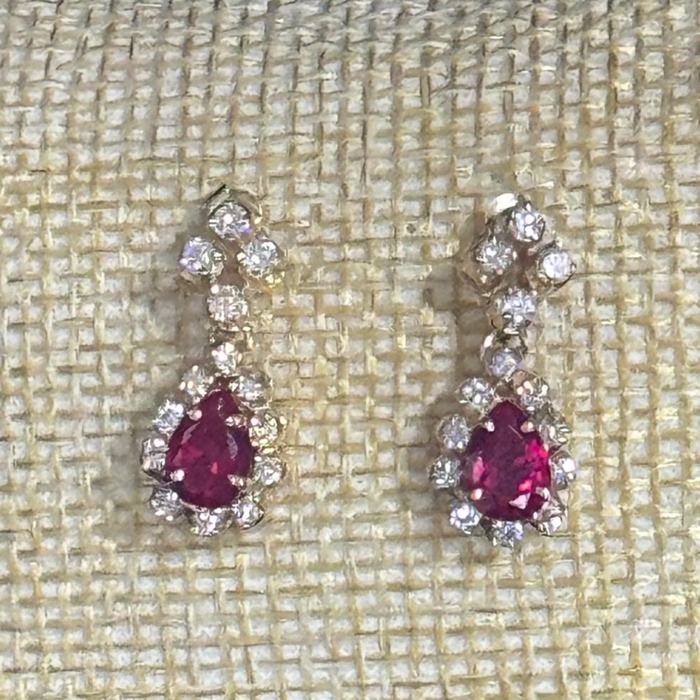Earrings Ruby and Natural Diamond Pierced Earrings Demur